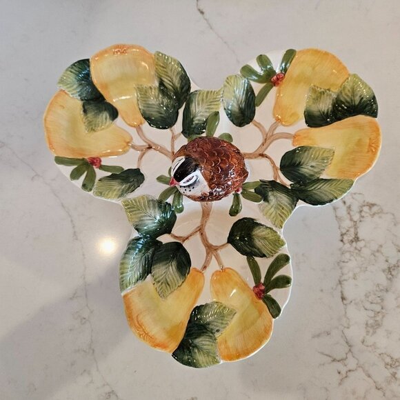 Fitz & Floyd FF Vintage 1991 Rare Woodland Partridge 3 Section Appetizer Tray - Picture 2 of 15
